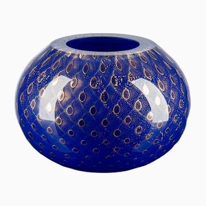 Italian Gold and Blue Sphere Murano Glass Mocenigo Vase by Marco Segantin for VGnewtrend