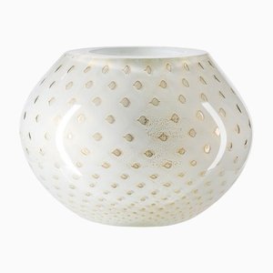 Italian Gold and White Sphere Murano Glass Mocenigo Vase by Marco Segantin for VGnewtrend