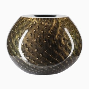 Italian Gold and Black Sphere Murano Glass Mocenigo Vase by Marco Segantin for VGnewtrend