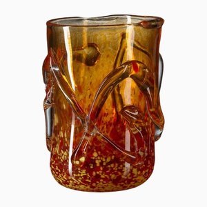 Italienische Vase aus Muranoglas in Gold & Orange von Marco Segantin für VGnewtrend