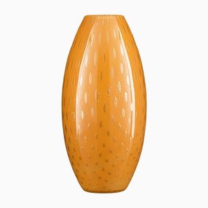 Fat Small Italian Gold and Orange Murano Glass Mocenigo Vase by Marco Segantin for VGnewtrend