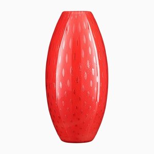 Fat Small Italian Gold and Red Murano Glass Mocenigo Vase by Marco Segantin for VGnewtrend