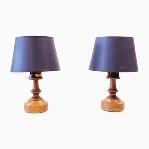 Small Wooden Table Lamps from Aka Electric, Germany, Set of 2