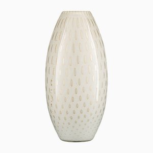 Fat Small Italian Gold and White Murano Glass Mocenigo Vase by Marco Segantin for VGnewtrend