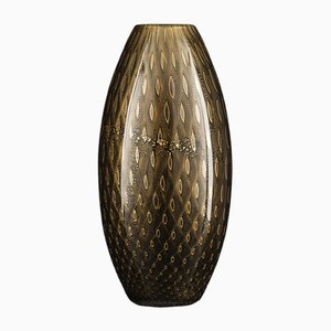 Fat Small Italian Gold and Black Murano Glass Mocenigo Vase by Marco Segantin for VGnewtrend