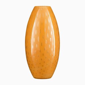 Fat Big Italian Gold and Orange Murano Glass Mocenigo Vase by Marco Segantin for VGnewtrend