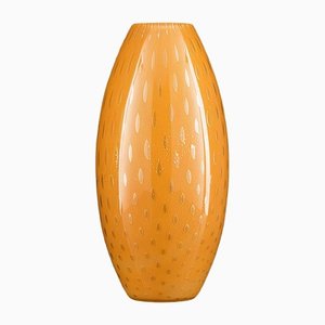 Jarrón Mocenigo italiano Fat Big de cristal de Murano en dorado y naranja de Marco Segantin para VGnewtrend