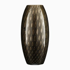 Fat Big Italian Gold and Black Murano Glass Mocenigo Vase by Marco Segantin for VGnewtrend