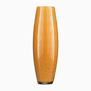 Slim Small Italian Gold and Orange Murano Glass Mocenigo Vase by Marco Segantin for VGnewtrend