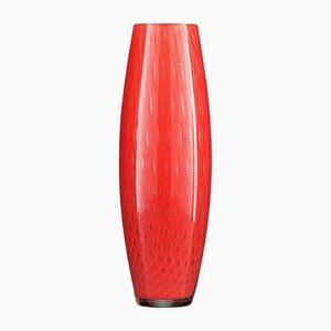 Slim Small Big Italian Gold and Red Murano Glass Mocenigo Vase by Marco Segantin for VGnewtrend