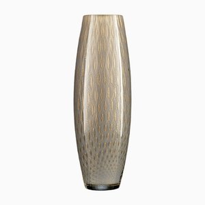 Slim Small Big Italian Gold and Light Gray Murano Glass Mocenigo Vase by Marco Segantin for VGnewtrend