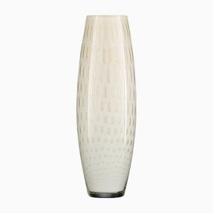 Slim Small Italian Gold and White Murano Glass Mocenigo Vase by Marco Segantin for VGnewtrend