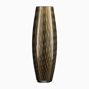 Slim Small Italian Gold and Black Murano Glass Mocenigo Vase by Marco Segantin for VGnewtrend
