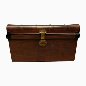Metal Storage Trunk with Wood Grain Finish