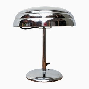 Lámpara de mesa Art Déco de cromo y vidrio