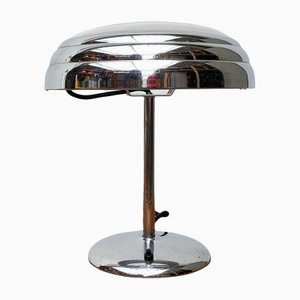 Lampe de Bureau Art Déco en Chrome et Verre