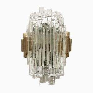 Lámpara de pared Mid-Century de cristal hielo de Orrefors