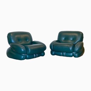Model Okay Leather Chairs by Adriano Piazzesi, 1970s, Set of 2