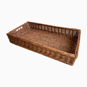 Large French Wicker Bakery Basket, 1950s