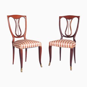 Hall Chairs in Mahogany Attributed to Melchiorre Bega, 1940s, Set of 2