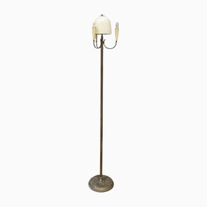 Floor Lamp in Brass and Lacquered Aluminum, Italy, 1950s