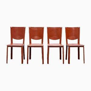 Leather Chairs by Enrico Pellizzoni, 1970s, Set of 4