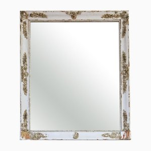 Large French White & Cream Overmantel or Wall Mirror, 19th Century