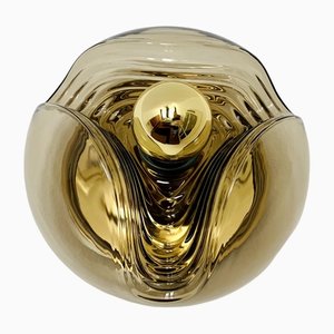Smoked Glass Wave Sconce by Koch & Lowy for Peill & Putzler, 1960s
