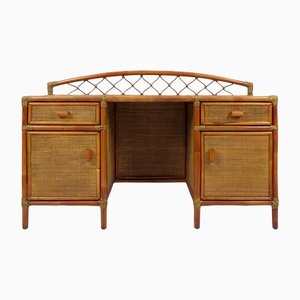 Bamboo and Rattan Console or Desk, 1970s