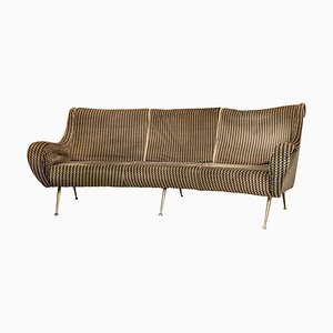 Fabric Sofa with Brass Legs, 1960s