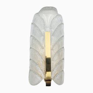 Glass & Brass Leaf Wall Light or Sconce by Carl Fagerlund for Jsb, 1960s