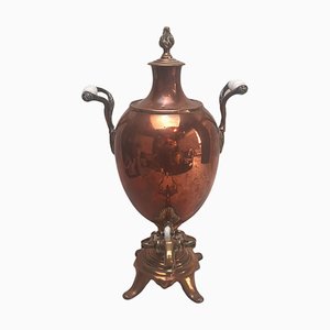 Russian Copper Samovar with Porcelain Holders