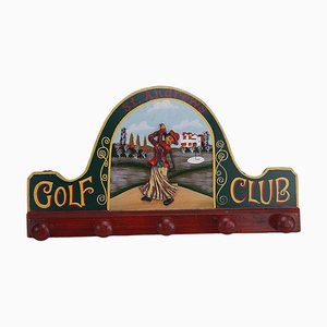 Wall Clothes Rack Hand Painted in Wood, St. Andrews Golf Club