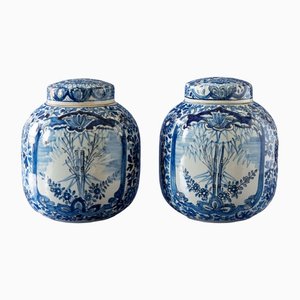 Pots à Gingembre en Verre de Delft Bleu de Royal Tichelaar Makkum, Set de 2