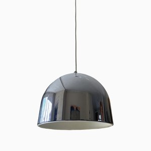 Grande Suspension Cloche Space Age Mid-Century en Chrome de Staff, 1970s