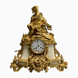 Empire Gilt Bronze and Carrara Marble Clock