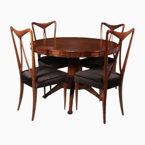 Mid-Century Italian Table and Chairs, 1950, Set of 5
