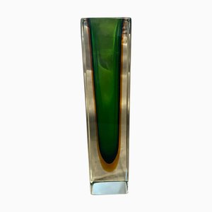 Green and Yellow Sommerso Vase in Murano Glass by Mandruzzato, 1970s