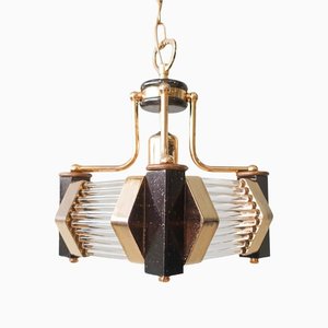 Pendant Lamp in Murano Glass and Brass by Venini for Bakalowits & Söhne, 1980s