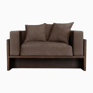 Smoked Oak & Grey Fabric Chaplin Lounge Chair by Collector