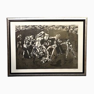 Juan Barjola, Bullfighting, Etching, Framed