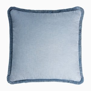 Coussin Happy Linen Bleu Clair avec Franges Bleu Clair par LO DECOR pour Lorenza Briola