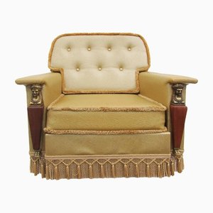 Empire Revival Lounge Chair in Golden Leatherette, 1960s