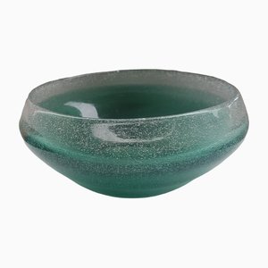 Emerald-Colored Glass Bowl with Bubble Inclusions