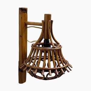 Bamboo and Rattan Wall Lamp in the Style of Louis Sognot, Italy, 1960s