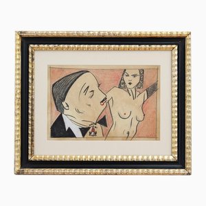 Kolomon Moore, The Cabaret Dancer, 1930s, Crayon on Art Paper, Framed