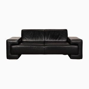 Black Leather 2-Seat Sofa with Electric Function by Willi Schillig