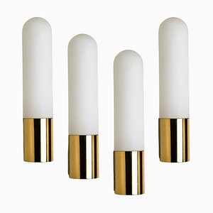 Opaque Glass and Brass Wall Light by Limburg, Germany, 1970s