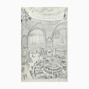 Roger Clamagirand, The Architectural Interior, Crayon, Début 20ème Siècle
