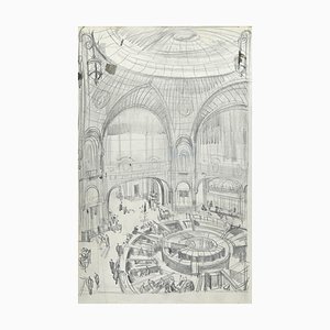 Roger Clamagirand, The Architectural Interior, Pencil, Early 20th-Century